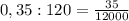 0,35 : 120 = \frac{35}{12000}