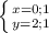 \left \{ {{x=0;1} \atop {y=2;1}} \right.