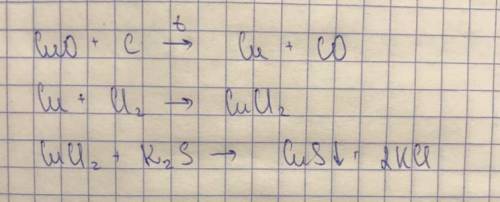 Дана схема превращений CuO Cu CuCl2 CuS Напишите молекулярные уравнения реакций, с которых можно ос