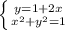 \left \{ {{y=1+2x} \atop {x^2+y^2=1}} \right.