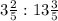 3\frac{2}{5} : 13\frac{3}{5}