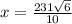 x = \frac{231 \sqrt{6} }{10}