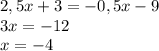 2,5x+3=-0,5x-9\\3x=-12\\x=-4