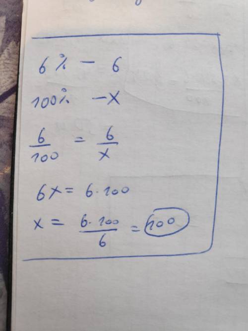 Найдите число если 6% этого числа равны 6​
