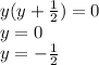 y(y + \frac{1}{2} ) = 0 \\ y = 0 \\ y = - \frac{1}{2}