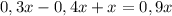 0,3x-0,4x+x=0,9x