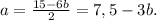 a=\frac{15-6b}{2}=7,5-3b.