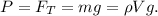 P = F_T = mg = \rho Vg.