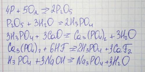 Запишите уравнение реакций, с которых можно осуществить следующие превращения: Фосфор--->оксид Фо