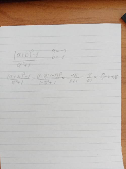 Найдите значение выражения (а+b)^2-1/а^2+2 при а=-3,b=-1..​