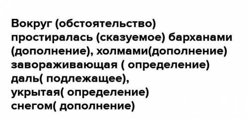 Сделай синтаксический разбор третьего предложения: Вокруг барханами, холмами завораживающая даль, ук