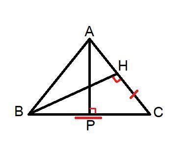 У трикутнику АВС проведеної висоти АР і ВН. Доведіть, що АР=ВН, якщо ВС=НС​