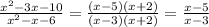 \frac{x^2-3x-10}{x^2-x-6} =\frac{(x-5)(x+2)}{(x-3)(x+2)} =\frac{x-5}{x-3}