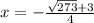 x = -\frac{\sqrt{273} + 3}{4}