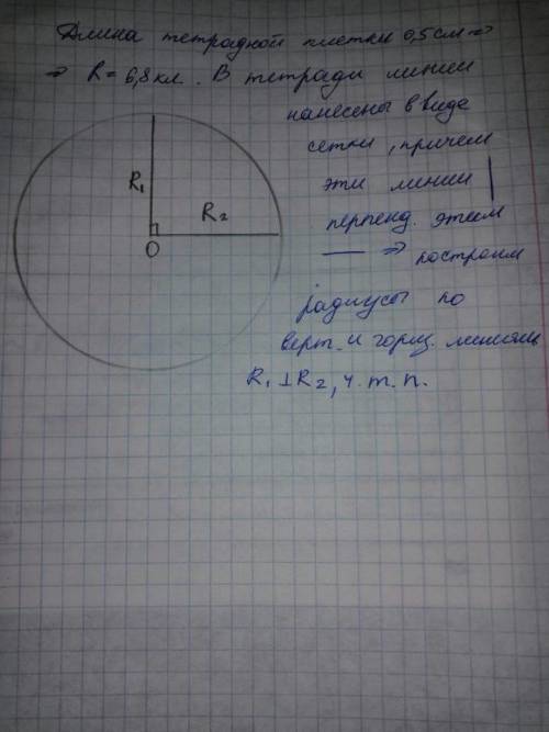 Начерти окружность радиус которой 3,4 см. Проведи два её радиуса, которые образуют прямой угол РЕШИТ