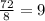 \frac{72}{8}=9