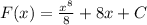 F(x) = \frac{x^8}{8} + 8x + C