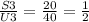 \frac{S3}{U3} = \frac{20}{40} = \frac{1}{2}