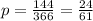 p =\frac{144}{366}=\frac{24}{61}