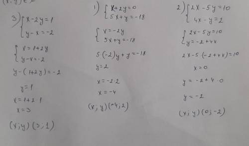 Решите графически систему уравнений1)x+2y=05x+y=-182)2x-5y=104x-y =23)x-2y=1y-x=-24)x+y=-3x-y=-1​