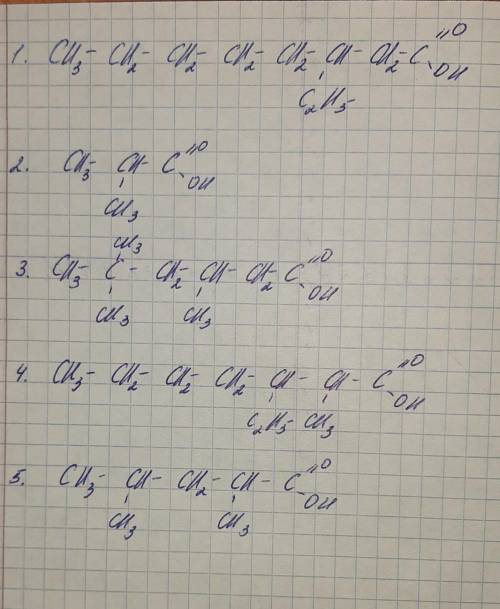 Составить структурные формулы следующих карбоновых кислот.