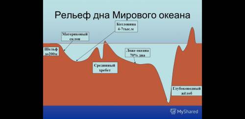 Составить схему Рельеф дна Мирового океана АААА!