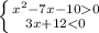 \left \{ {{x^{2}-7x-100} \atop {3x+12< 0}} \right.