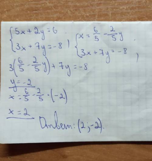 Функции 5x + 2y = 6; Зх + 7y =-8