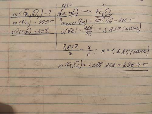 решить задачу по химии Вычислите массу железной окалины, которая образуется при сжигании порошка жел