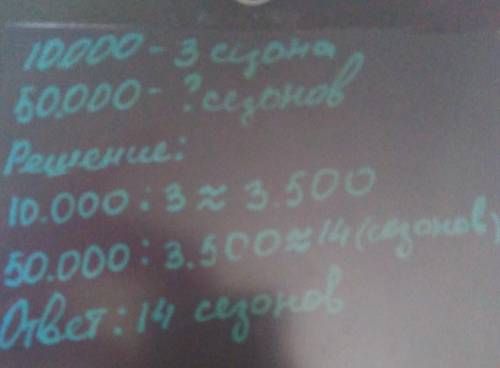 Чтобы накопить 10000 мне нужно 3 сезона - 1 сезон 14 дней мне нужно будет 50000 через сколько сезоно