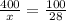 \frac{400}{x}= \frac{100}{28}