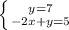 \left \{ {{y=7} \atop {-2x+y=5}} \right.