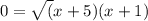 0=\sqrt(x+5)(x+1)