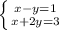 \left \{ {{x-y=1} \atop {x+2y=3}} \right.