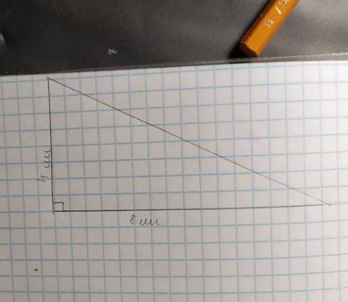 САМОСТОЯТЕЛЬНАЯ РАБОТАПострой прямоугольный треугольник со сторонами4 см и 8 см, прилегающими к прям