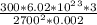 \frac{300*6.02*10^2^3*3}{2700^2*0.002}