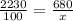 \frac{2230}{100} =\frac{680}{x}