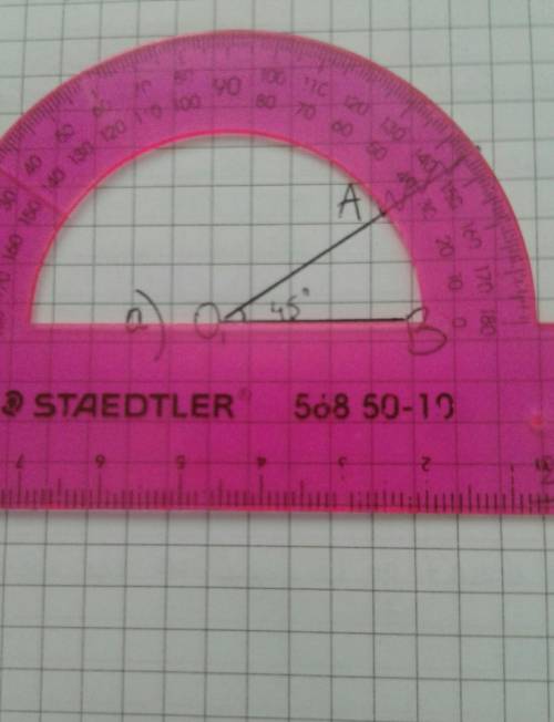Построить углы с заданной градусной мерой с транспортира:a) AOB = 45°, б) KMN = 150°.​