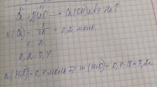 Сколько г. воды вступит в реакцию с 8г. кальция?