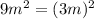 9m^{2} = (3m)^{2}