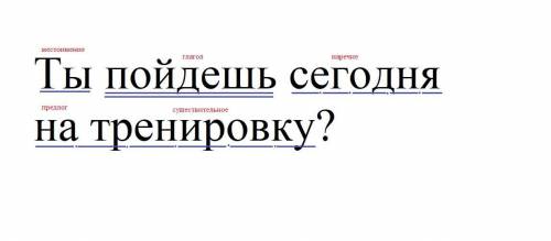 Синтаксический разбор предложения и характеристеристика Ты пойдешь сегодня на тренировку ? ​