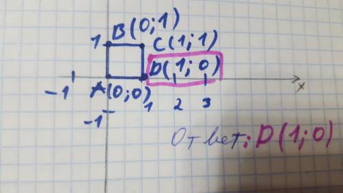 Известно, что точки A, B, C и D-вершины прямоугольника.Дано: A (0; 0); В(0; 1); С(1; 1).Определи коо