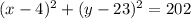 (x - 4)^{2} + (y - 23)^{2} = 202