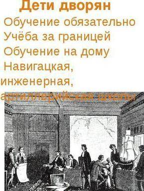 Чем отличалось обучение дворян от обучения крестьян в 18 веке ? Нужна таблица факторов​