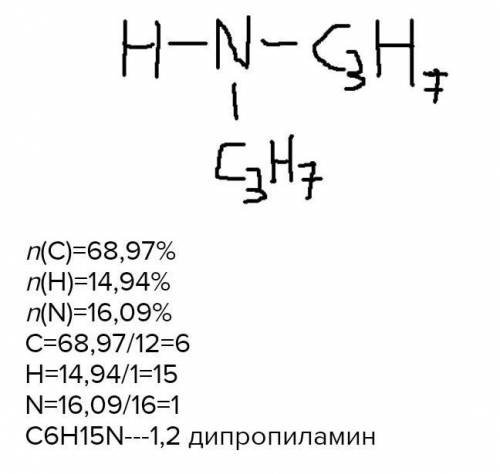 Визначити формулу сполуки ,якщо її вміст : С-68,96% ,Н-14,94% , та N. Густина за киснем -2,72. Опред