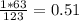 \frac{1*63}{123} =0.51