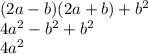 (2a-b)(2a+b)+b^2\\4a^2-b^2+b^2\\4a^2