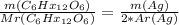 \frac{m(C_{6} Hx_{12}O_{6}) }{Mr(C_{6} Hx_{12}O_{6})} = \frac{m(Ag)}{2*Ar(Ag)}