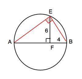 АВ - диаметр окружности. Точке Е лежит на окружности, ЕF перпендикулярно AB, FB = 4, EF = 6. Найдите