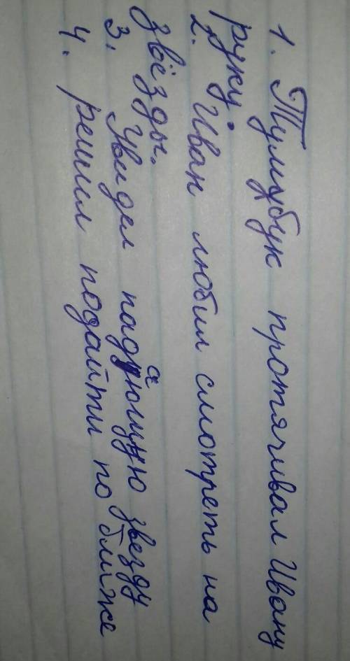 2)Дополни «Карту историй» определивпоследовательность событийрассказа.Иван любил смотреть на звездыр